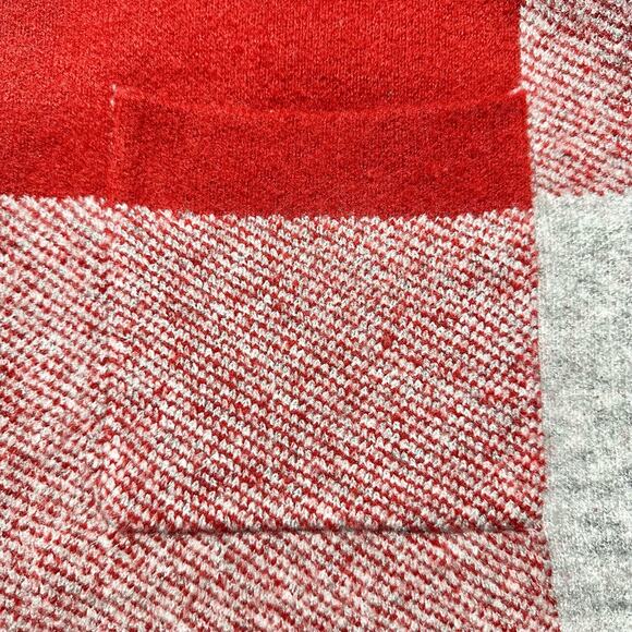 NVLT | Women | Red Gray Hooded Oversized Plaid Hooded Cardigan | Size Small - Picture 9 of 9